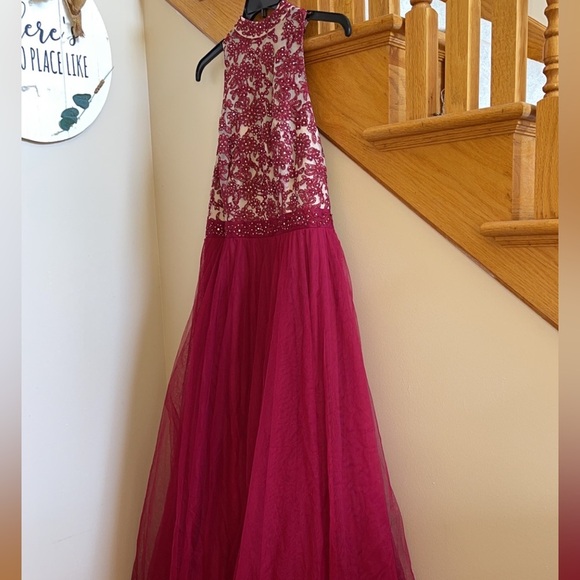 Women’s Formal Dress Plus Size 16W, 18W, 20W CITY STUDIO Sheer Red Fit & Flare - Picture 4 of 16